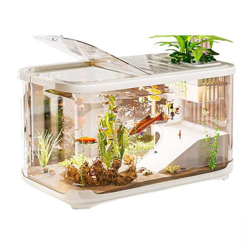 水槽セット 透明な水槽本体 小型魚類 亀 飼育ケース 水換えが簡単給餌口 aquarium set 観賞生態 携帯可能 通気孔 多面観賞 静音 ペット飼育 爬虫類 生態再現 耐久性 シンプルな外観 インテリア装飾、玄関に適しています ([レギュラーモデル