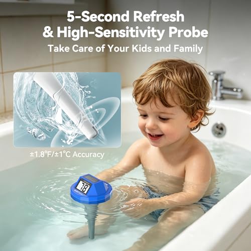 Image of BaldrTherm Pool Thermometer Digital Floating, Swimming Pool Water Temperature Sensor, 2026 New Upgrade | Solar Powered | Easy Read | High Precision | Anti-Fog, for Hot Tub, Spa & Ice Bath