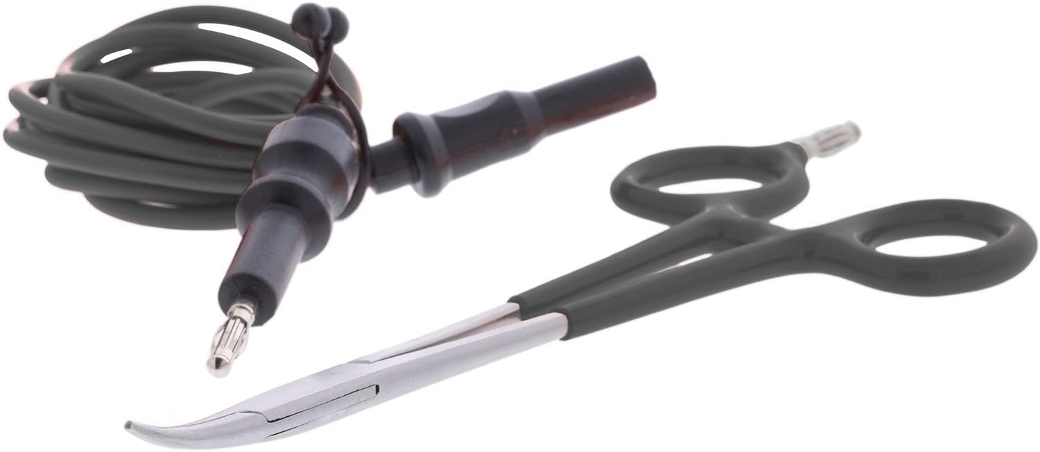 Jeweler's Basics - Curved Nose 6.25” Grounded Hemostats for Micro Welding (Black Handles)
