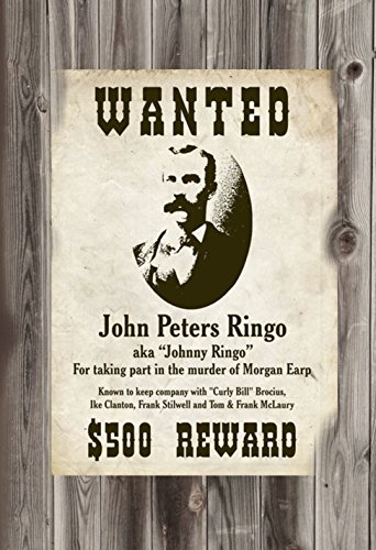 Gatsbe Exchange Wanted Poster for Murder Dead OR Alive Johnny Ringo 12" x 18" Old west Posters a Rare