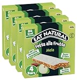 4X Eat Natural Fetta alla Frutta Mela Barretta con Mela, Datteri e Mandorle Senza Glutine (Gluten Free) 100g
