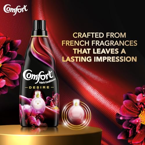 Image of Comfort Perfume Deluxe After Wash Fabric Conditioner Desire 850 ml|| Liquid Fabric Softener with Fine French Fragrance for Freshness|| Softness & Shine