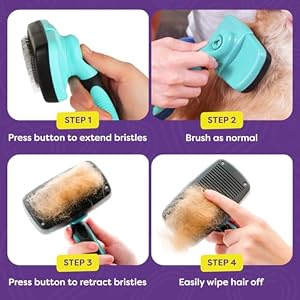 Hertzko Dog Brush for Shedding - Self Cleaning Slicker Brush for Dogs and Cats - Gently Removes Loose Hair, Tangles, and Dirt - Grooming Brush Suitable for Long or Short Coats - Aqua Hertzko Dog Brush for Shedding Self Cleaning Slicker Brush for Dogs and Cats Gently Removes Loose Hair Tangles and Dirt Grooming Brush Suitable for Long or Short Coats Aqua