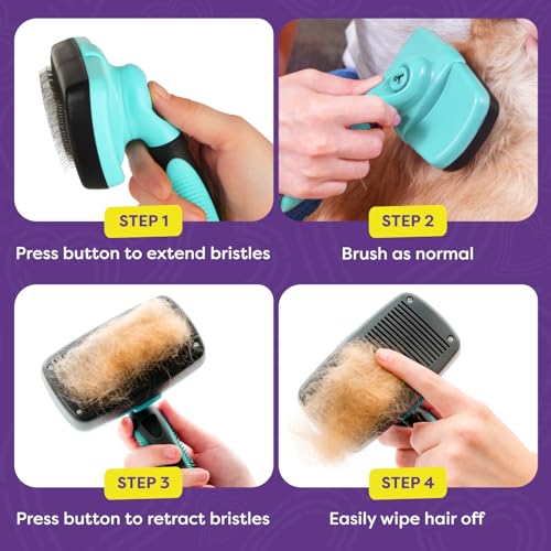 Hertzko-Dog-Brush-for-Shedding-Self-Cleaning-Slicker-Brush-for-Dogs-and-Cats-Gently-Removes-Loose-Hair-Tangles-and-Dirt-Grooming-Brush-Suitable-for-Long-or-Short-Coats-Aqua Hertzko Dog Brush for Shedding Self Cleaning Slicker Brush for Dogs and Cats Gently Removes Loose Hair Tangles and Dirt Grooming Brush Suitable for Long or Short Coats Aqua