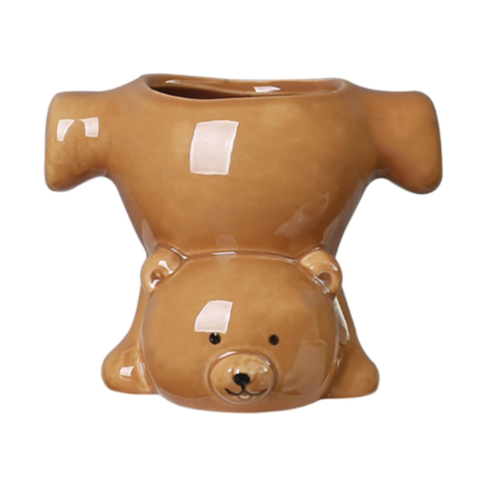 ATORSE Bear Shaped Plant Pot Ornament Flower Pot for Table Centerpiece Home Kitchen Brown-image-42