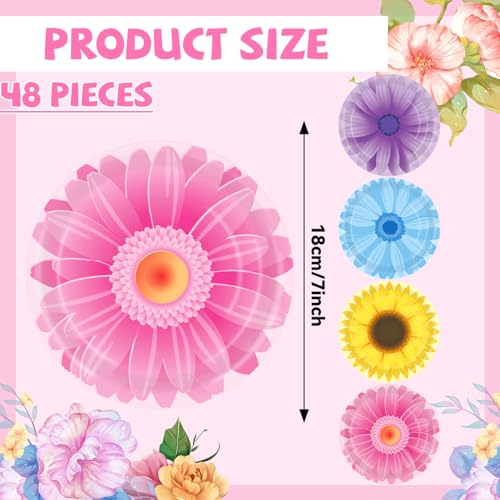 Chunnin CN0132 48Pcs Spring Flowers Party Paper Plates For Easter Themed Party Supplies 7 Inch Sunflower Birthday Party Disposable Plates thumb #1
