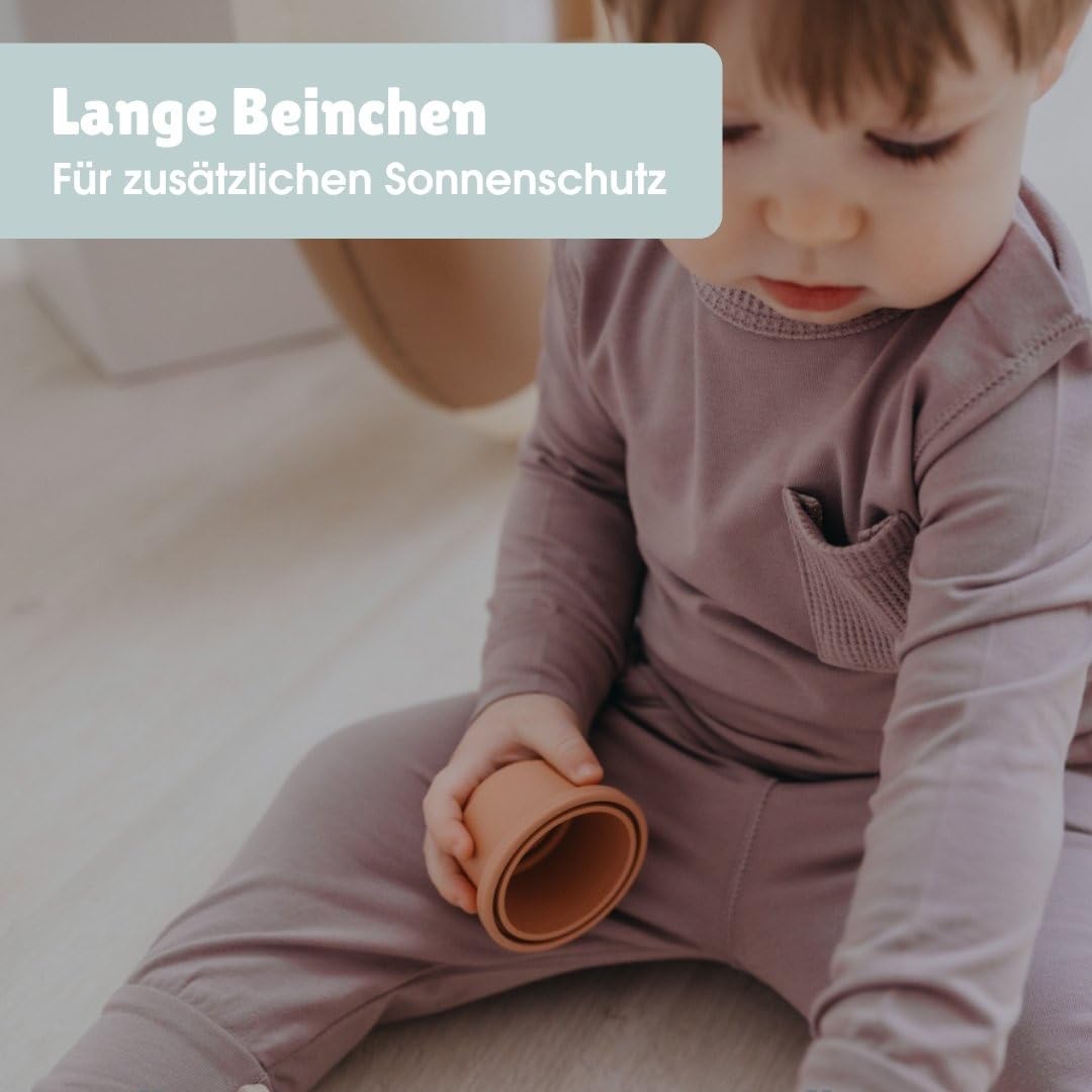 emma & noah UV-Oberteil Langarm für Babys & Kleinkinder, UPF 40+, geprüft nach DIN EN 13758, ohne Chemie, aus Bio-Baumwolle & Bambus-Viskose