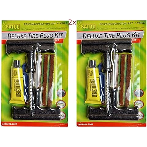 ByBATUL Breakdown Set Repair Kit Tyre Sealant Motorcycle Bicycle Whonmobile Truck Tubeless Car Tyre Repair Kit 9-Piece Set Breakdown Aid Tyre Repair Kit (2) Cover