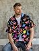 GADZILLE Mens Dinosaur Shirt Neon Dinosaur Birthday Shirt Funny Dino Button Down Hawaiian Shirt for Men Rainbow XL