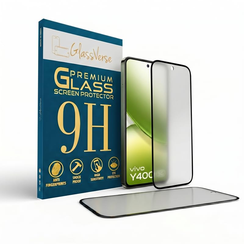 Image of GlassVerse Matte Tempered Glass for Vivo Y400 5G | Anti Glare, Smooth Touch Screen Protector, 9H Hardness, Edge to Edge, Case Friendly, Hassle-less Installation Kit Included. (Pack of 1)