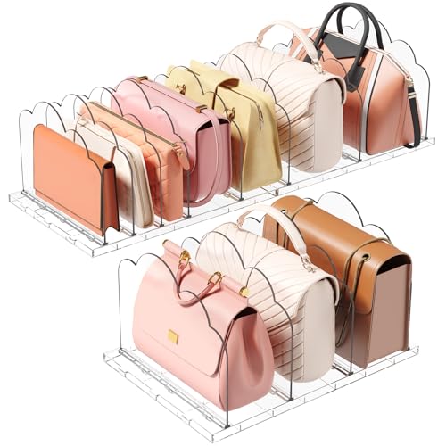 Lifewit 3 PCS Organizador de Bolsos de Plástico, Adjustable Separador Bolsos para Almacenaje Armario Estantes, Divisores de Embrague/Bolsos mano/Libro para Dormitorio, Oficina,Librerías, Transparente