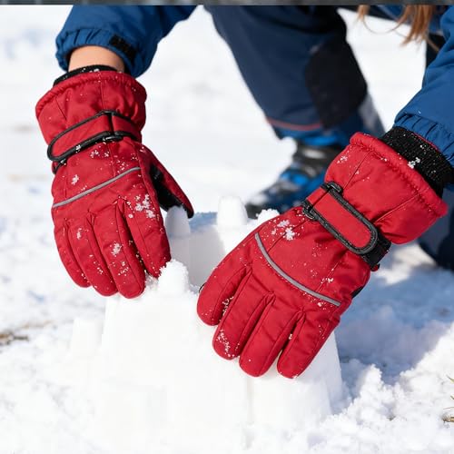 Image of UTOWO Kids Winter Cold Weather Ski Gloves Boy-Girl Warm Windproof Snow Gloves for Snowboarding Sledding Cycling Toddler 3-6T