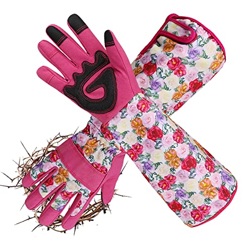 Olson Deepak Long Gardening Gloves For Women,Leather Garden Gloves,Rose Thorn Proof Protective Gloves For Yard, Prunting,Weeding, Ladies Gardening Gifts(Pink) #TOP11