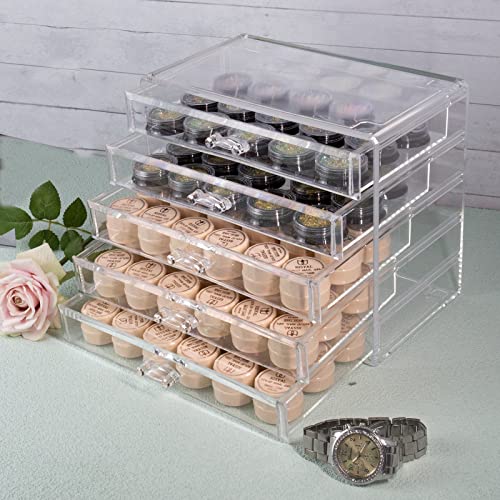 Guolich 5 Tier Nail Art Decoration Storage Box Transparent Acrylic Nail Art Jewelry Accessories Storage Box Rack Shelf Display Stand Holder for Cosmetic Jewelry - Image 4
