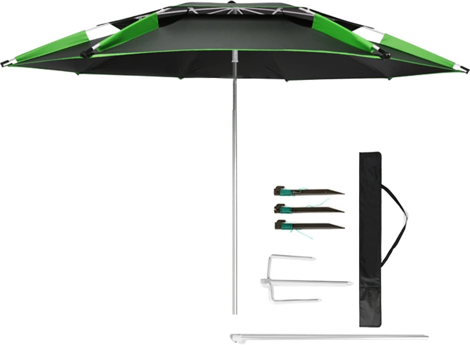 Parasol przeciwsłoneczny/deszczowy - parasol wędkarski, zapiekane krawędzie, z funkcją odchylania, tkanina poliestrowa i solidne żebra, parasol ogrodowy na zewnątrz, odporny na prysznic, bar
