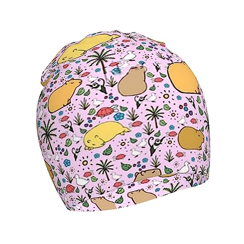Rqzwdq Cute Capybaras Pattern Kids Beanie Hats Warm Knit Beanie Cap Skull Caps Gifts Decor for Boys Girls White