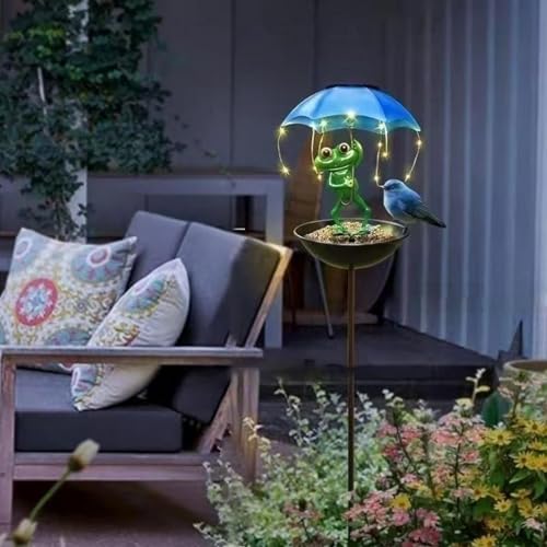 Mangeoire à oiseaux avec lumière solaire et gamelle d'eau jardin - 4
