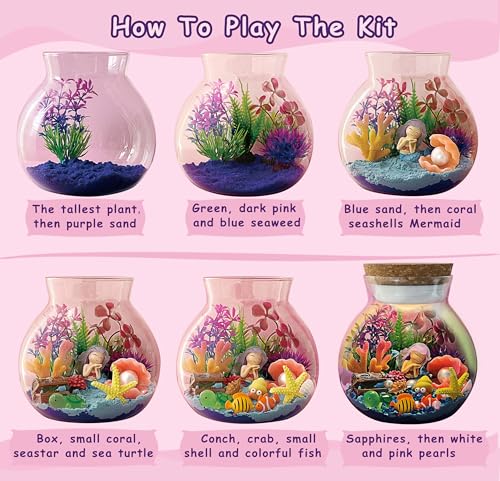 image for EUHQY Mermaid Terrarium Kit for Kids - Toys Crafts for Girls Ages 5 6 