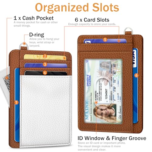 Image of Yonlevres Credit Card Holder Slim Wallet Women Minimalist RFID Small Travel | Front Pocket, Handy, RFID Blocking, Woman Girls Ladies Gifts, D-ring for Keychain,Thin Mini Card Case, ID Window, PU Leather