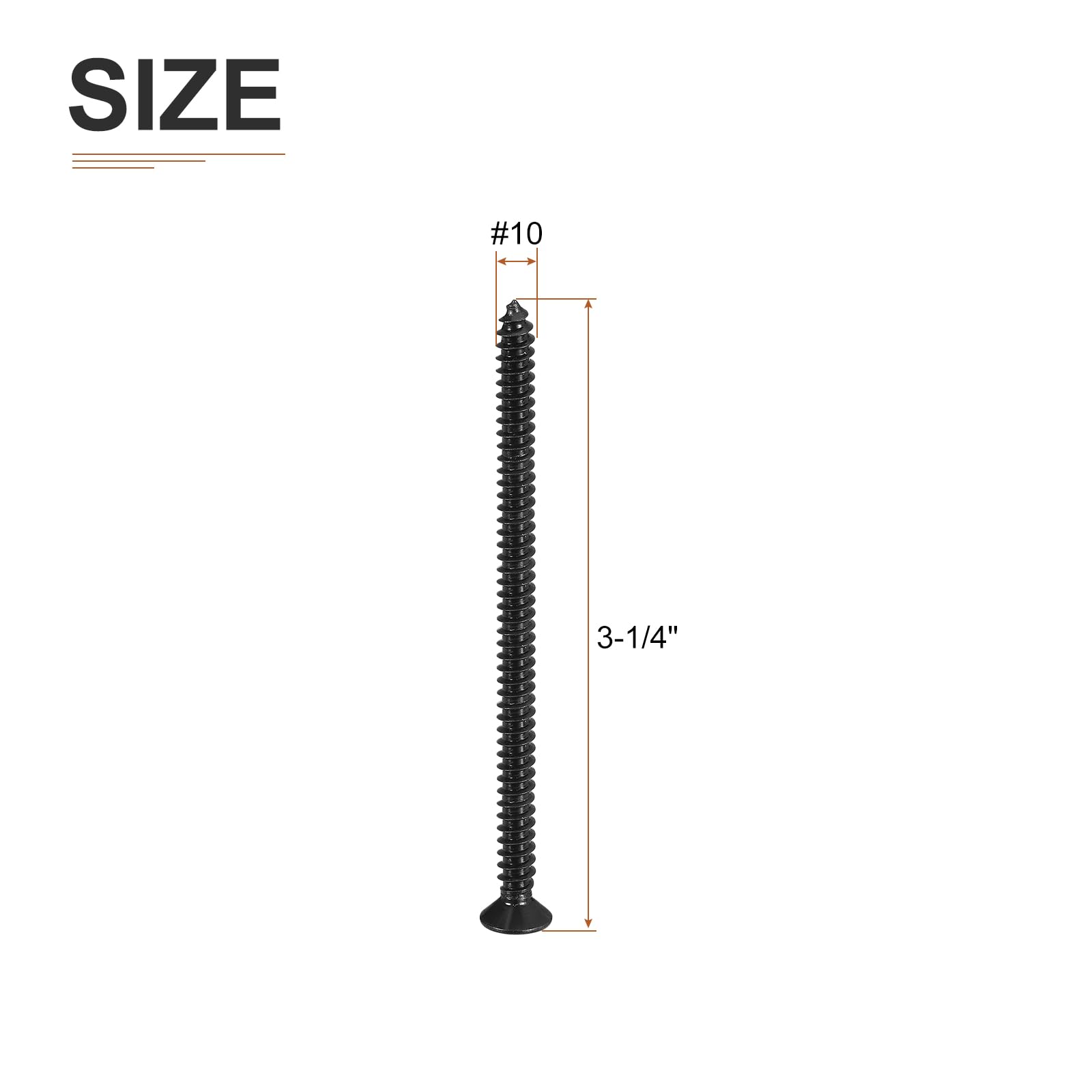 DTGN 100Pcs #10x3-1/4" Flat Head Wood Screws, 304 Stainless Steel Phillips Self Tapping Screws - Good for Woodworking Furniture - Black - Image 2