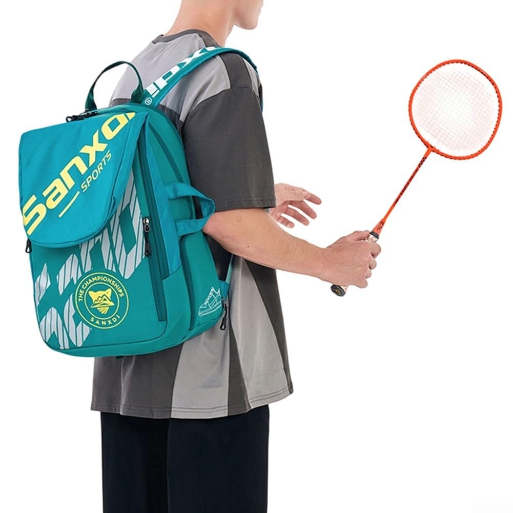 Zaino da tennis, con scomparto per scarpe, borsa per racchette da badminton, per 2, racchette, zaino sportivo leggero, con custodia per laptop, borsa da viaggio per palestra, per uomo e