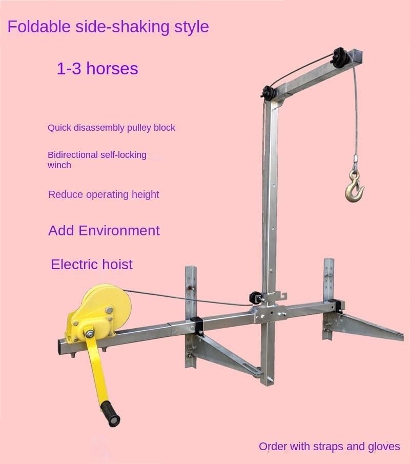 icVantA Air Conditioning Outdoor Unit Manual Winch + Support Bracket, High-Altitude Installation Tool, Foldable Design (Color : 5hp Enhanced+10m Winch) (Folding Side+10m Winch)