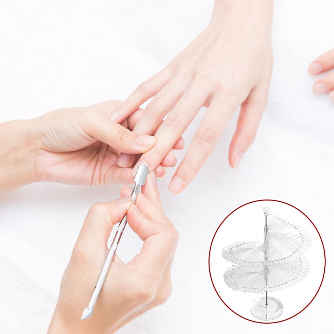COSLUXE False Nail Practic Tips Nail Color Display, Nail Art Color Chart Display Stand Spiral False Nails Display Shelf Practice Tools For Solon Nails Polish Gel Show 120 pcs, Natural 4