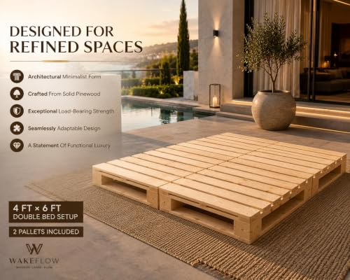 Image of The Woodpecker 4x6 Pine Wood Double(Two) Pallet | Durable Heavy-Duty, Premium Brown Finish, Industrial Shipping, Warehouse Storage, DIY Furniture Projects