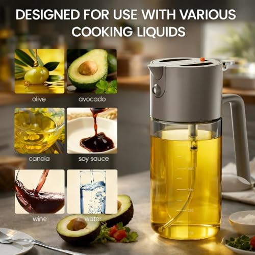 Image of Costop Professional 500ml Glass Oil Sprayer - 3-in-1 Kitchen Tool: Fine Mist, Stream & Pour | Leak-Proof Design for Air Fryer, BBQ & Cooking | BPA-Free