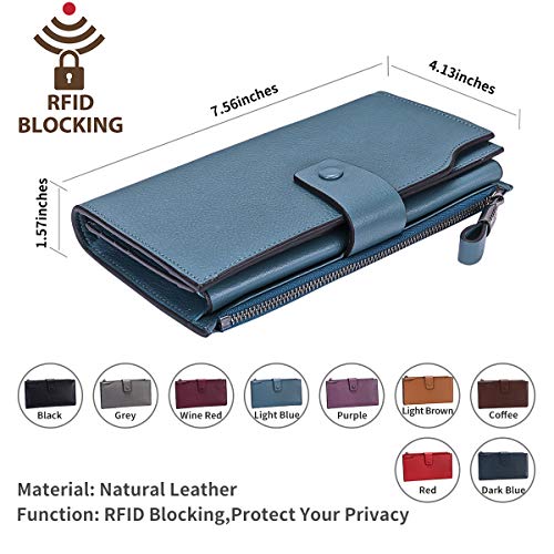 image for Itslife Women's RFID Blocking Large Capacity Luxury Wax Genuine Leathe