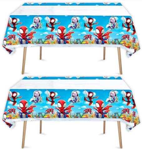 2pcs Spiderman Tablecloth Table Cover, for Spiderman Theme Birthday Party Supplies Decorations (70" x 42") image 3