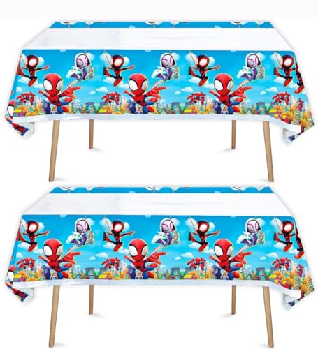 Losede 2pcs Spiderman Tablecloth Table Cover for Spiderman Theme Birthday Party Supplies Decorations (70 x 42)