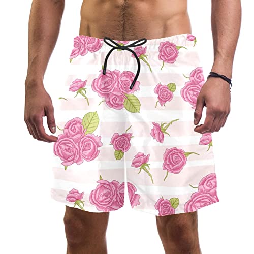Maillots de bain pour hommes HadHfun motif roses short plage séchage rapide