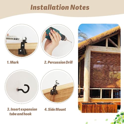 Brown Bamboo Blinds 60 90 100 120cm Wide Natural Reed Curtains Sunshade Roll Up Bamboo Shades For Patio Kitchen Roller Blind For Windows Pergola Privacy Screen Bamboo Door Curtain Outdoor Indoor - Image 7