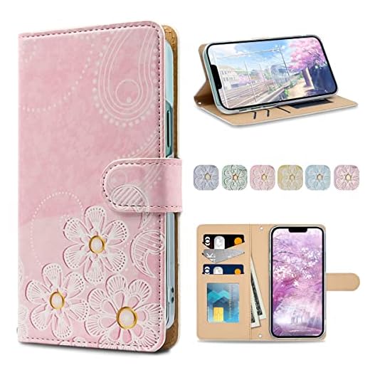 iitrust Capa para Samsung Galaxy S10+ SCV42 com função de suporte com suporte para cartão rosa SCV42-Y01-AV3