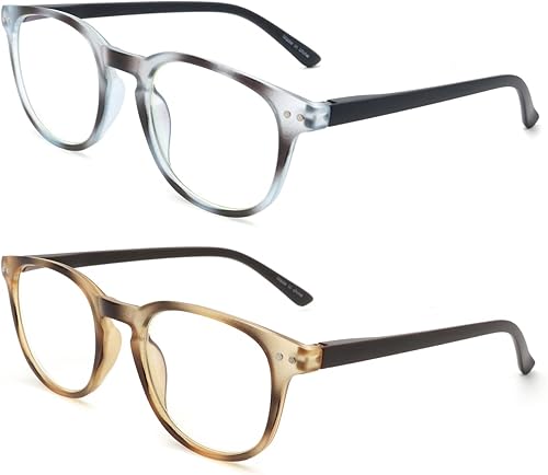 Miniatura 2 de Areyeth 2 pares de anteojos de lectura redondos retro para mujer, lectores con bloqueo de luz azul, anteojos de moda antifatiga ocular (2.50X)