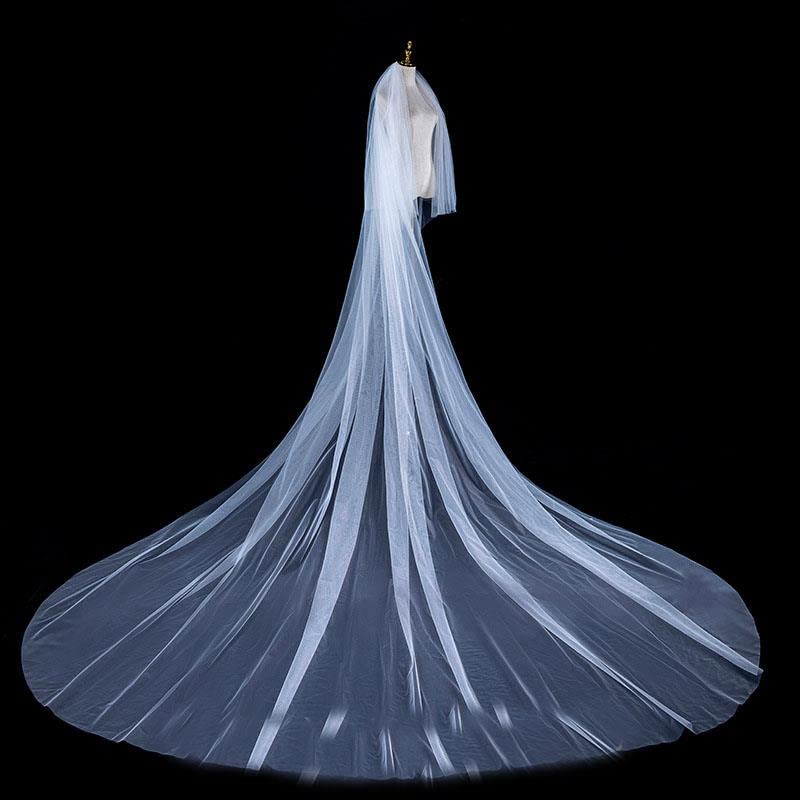 Ślub Tull Welon Ślubny Dwuwarstwowy Długi Welon Ślubny Velo Bride (Color : Ivory, Size : 350cm)