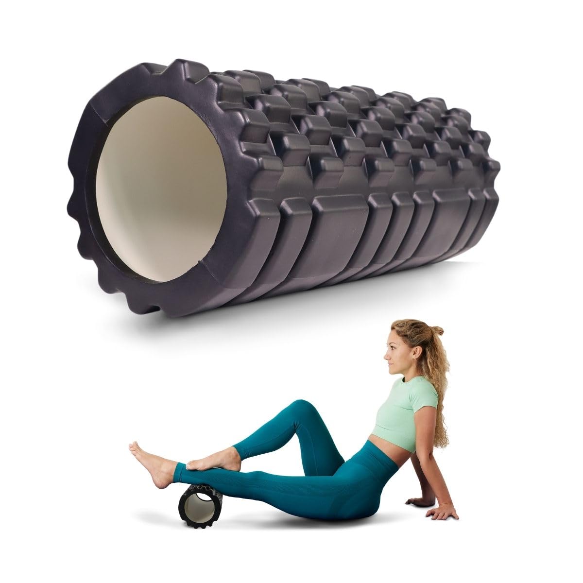 Mobiclinic®, Foam Roller, Portable, Versatile, FitRoller, 14 x 33 cm, Gym Equipment, Massage Roller, All Body, Ultra-Lightweight, for Yoga and Pilates, EVA Foam
