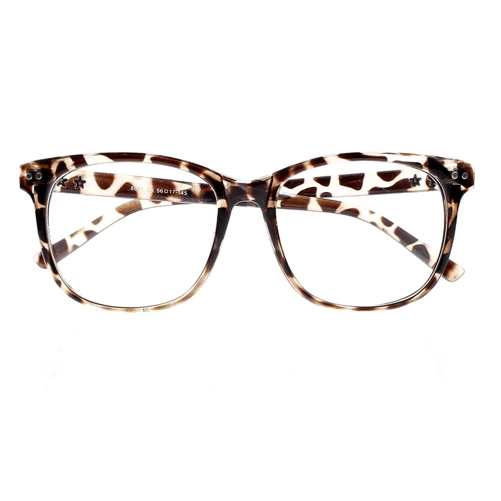 Oversized Eyeglasses Square Large Lenses Stars Pattern Reading Glasses Readers (Leopard, 2.0)
