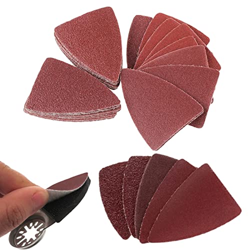 kingsea 140 Pack Finger Sanding Pads Detail Sander Sandpaper for Oscillating Multi Tool Sanding Pad, Grit 40/60/80/100/120/180/240 for Wood Plaster Other Surface Polish Sanding
