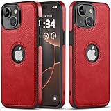 DOGODON Design Compatible with iPhone 14 Case Luxury Leather Business Vintage Slim Non-Slip Soft Grip Shockproof Protective Cover (2022) 6.1 Inch (Red)