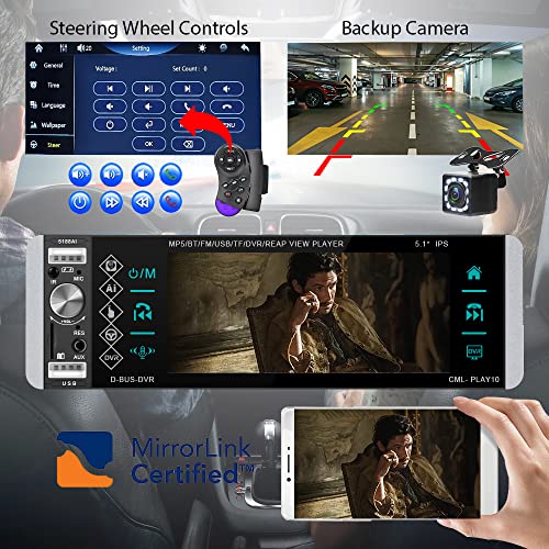 Podofo RDS AM Autoradio 1 Din con 5,1 Pollici IPS