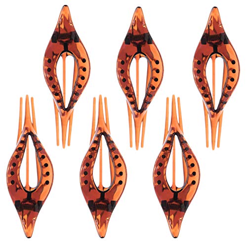 RC ROCHE 6 Stück Ovale Haarspange Kurvig Elegant Seitliche Haarspange für Damen, Groß Braun Cover