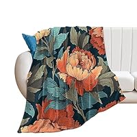 DEHIWI Coperta in pile di flanella ultra morbida e calda con motivo floreale ad acquerello, leggera, per letto, divano, sedia, soggiorno, tutte le stagioni, 127 x 101 cm