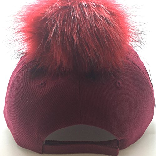 Women's Faux Fur Pom Pom Acrylic Fabric Baseball Cap pompom3303
