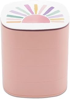 zxxpensy Watercolor Sunray in Pink Purple Green Jewelry Boxes for Women, Earring Holder Organizer Rotating Jewelry Organizer for Necklaces Bracelets Ring