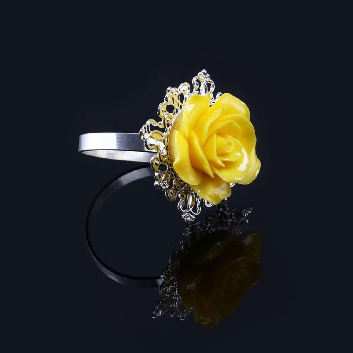 10Pcs Elegant Yellow Rose Style Napkin Rings Resin Iron Napkin Holders for Weddings Banquets and Dinner Parties Charming Table Decoration for All Occasions