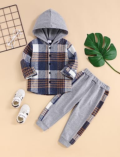 Wexuua Toddler Baby Boy Clothes Splicing Sweatshirt Pullover + Pants Two-Piece Set Kids Fall Outfit for Boys - Image 3