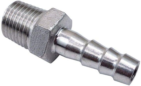 Hose Barb Hose Barb Stainless Steel SS304 Male Thread Coupling Fitting Connector BSP for Many Different Pipes 1/8-1/2 (1/8 x 6mm)