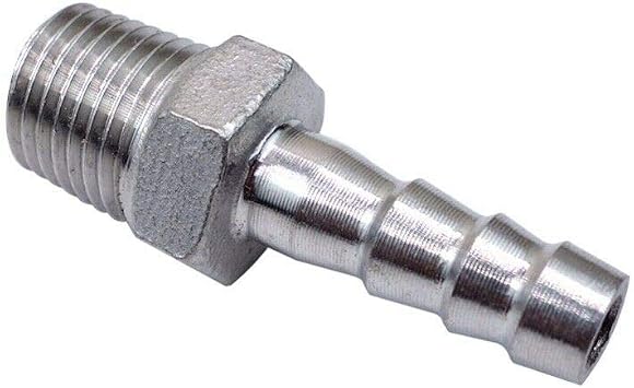 Hose Barb Hose Barb Stainless Steel SS304 Male Thread Coupling Fitting Connector BSP for Many Different Pipes 1/8-1/2 (1/8 x 6mm)